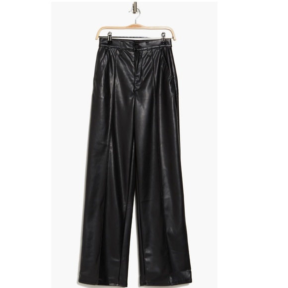 MOTHER Black High Waist Pintuck Spinner Faux Leather Pants Size 32 - Picture 3 of 3